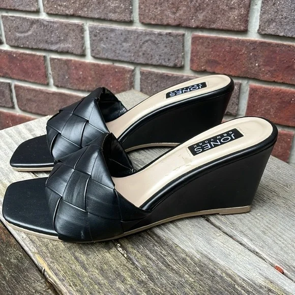 JONES NEW YORK | Iris | Woven |Slip On |Wedge |Black |Square Toe |Mule |Size 7.5 - Picture 3 of 14